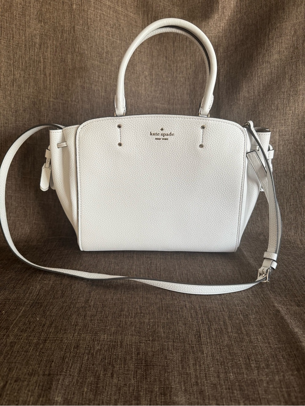 Kate Spade Tegan White Leather medium Tote Crossbody Bag